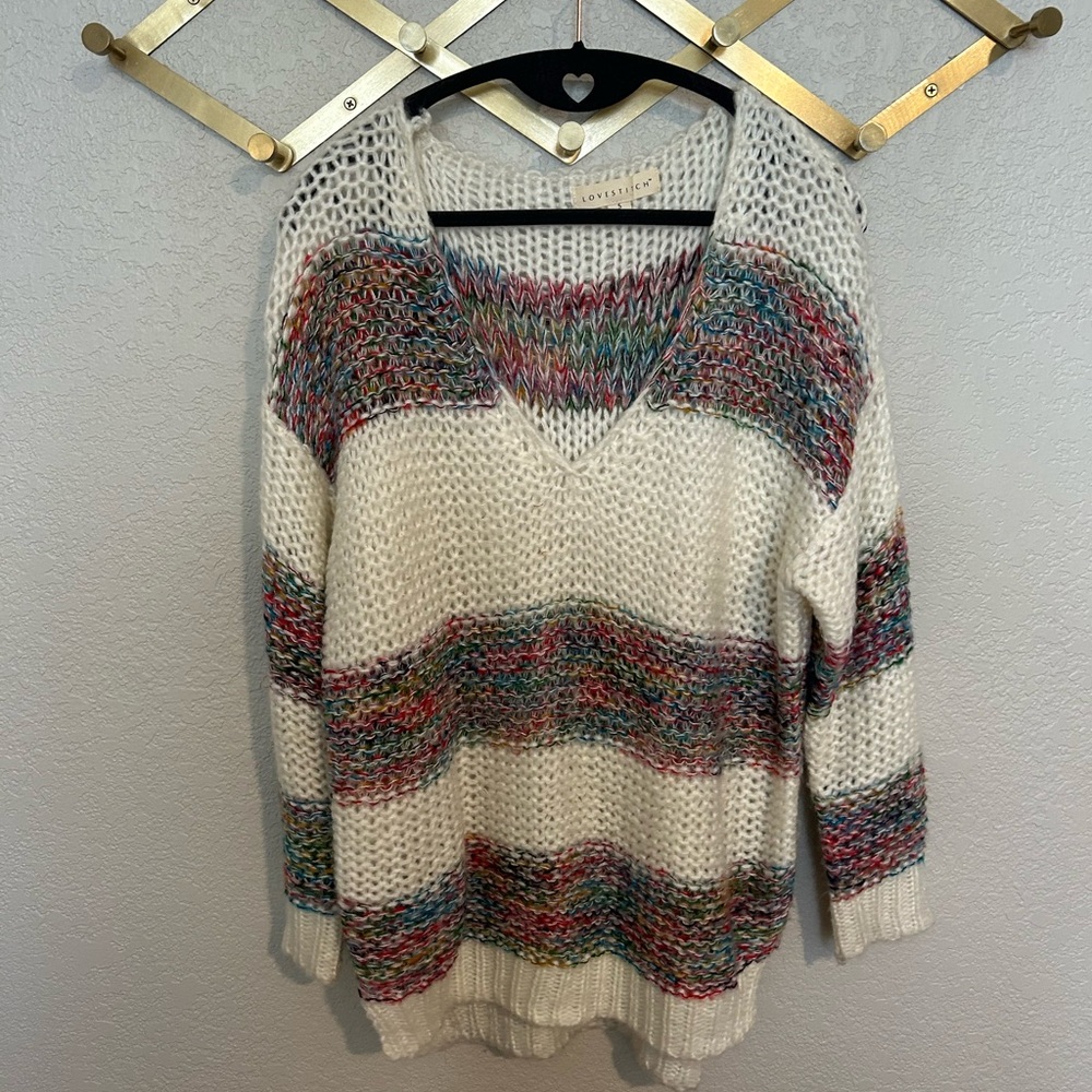 Lovestitch Colorful Striped V-Neck Sweater